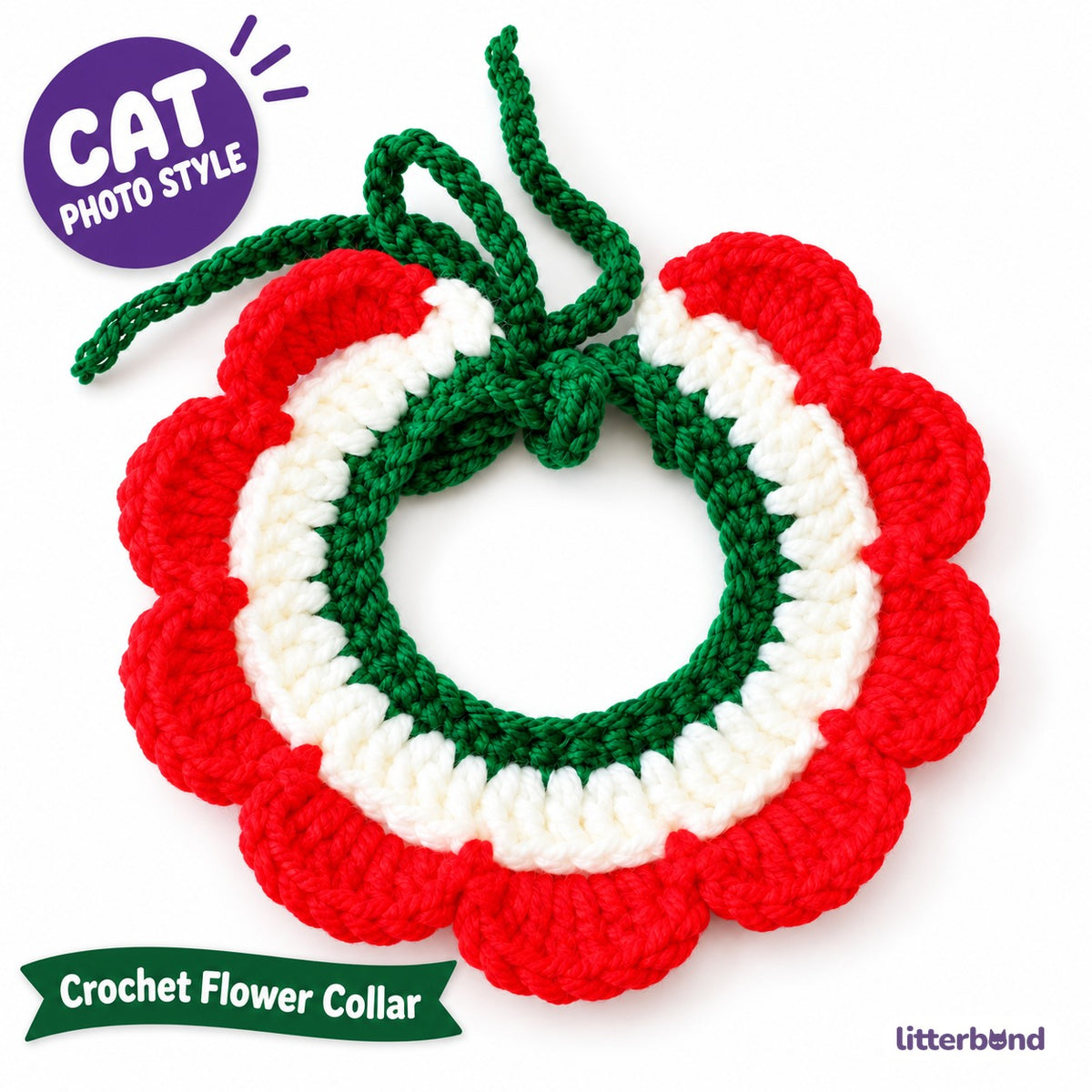 Tricolor Crochet Flower Collar