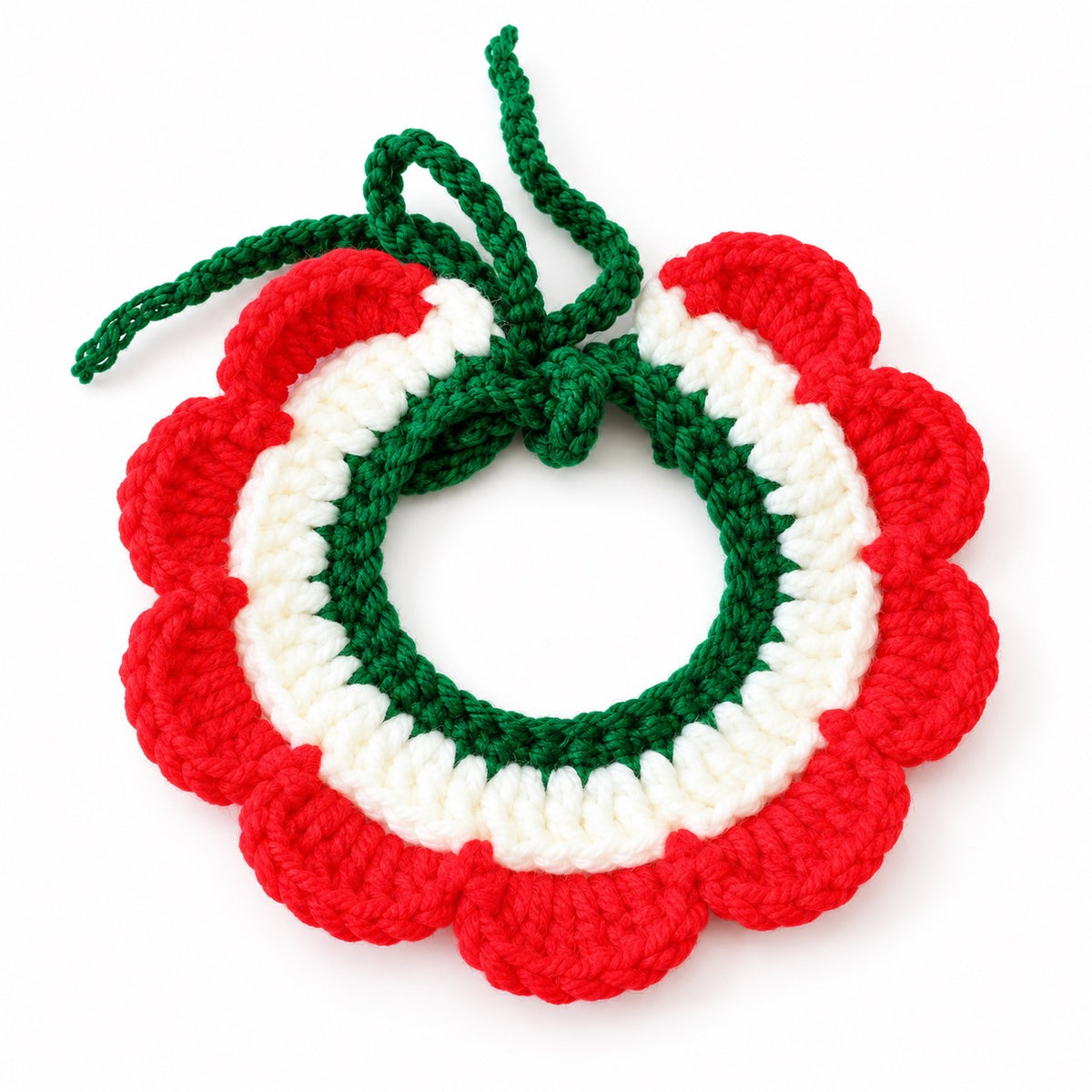 Tricolor Crochet Flower Collar - Red Edge