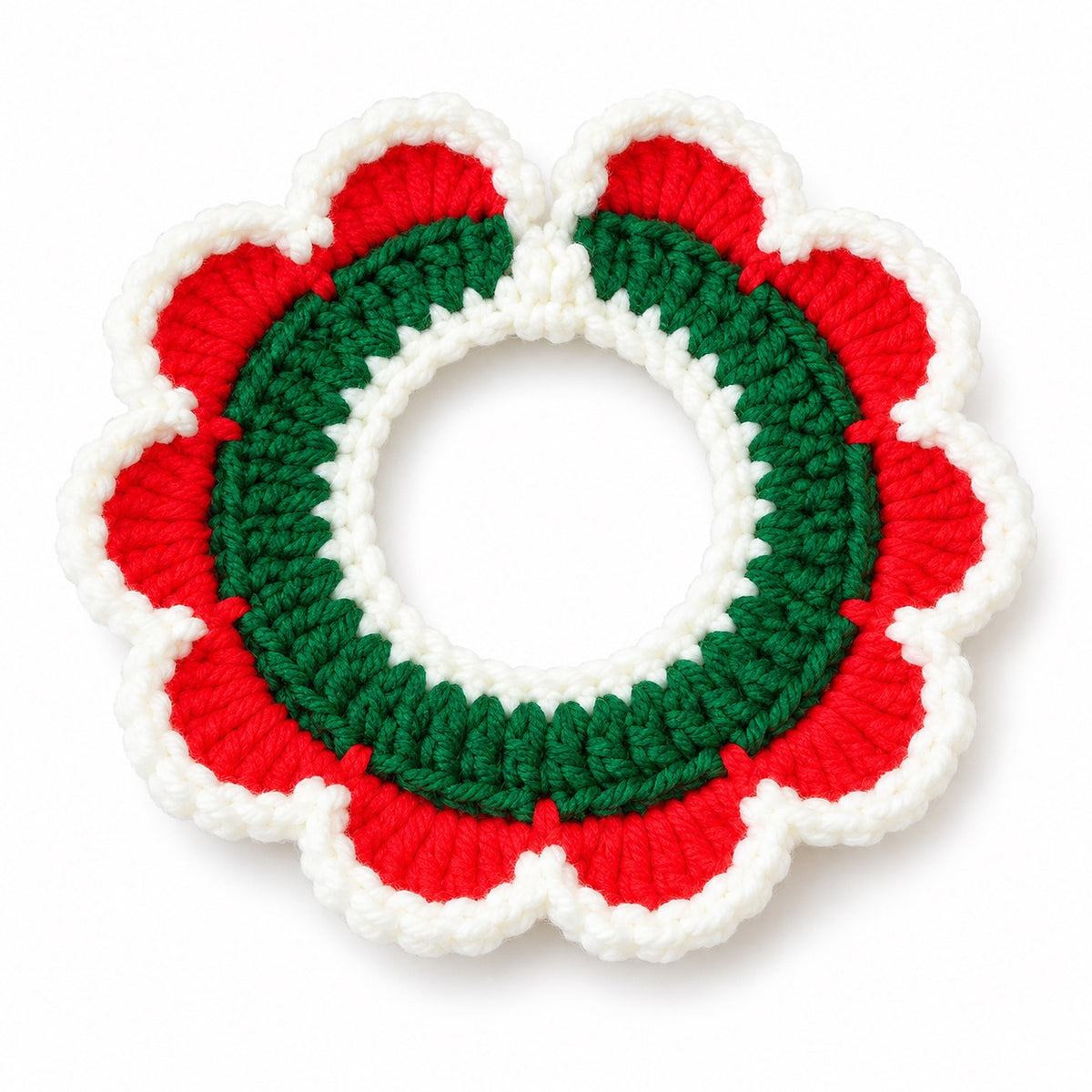 Tricolor Crochet Flower Collar - White Edge