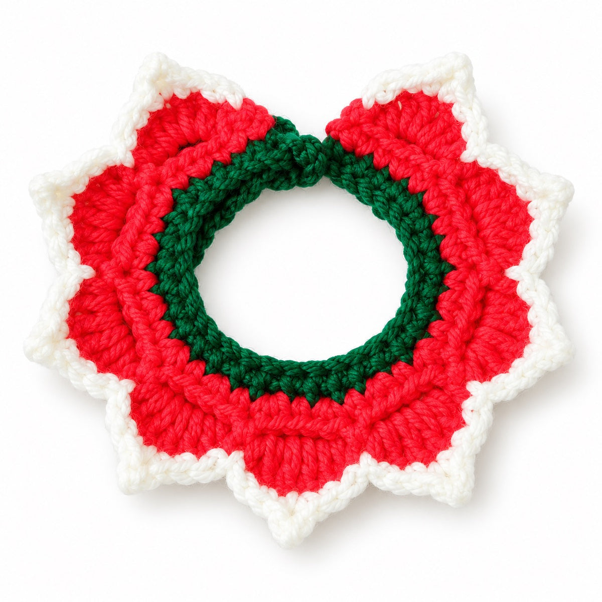 Tricolor Crochet Flower Collar - Pointed Edge