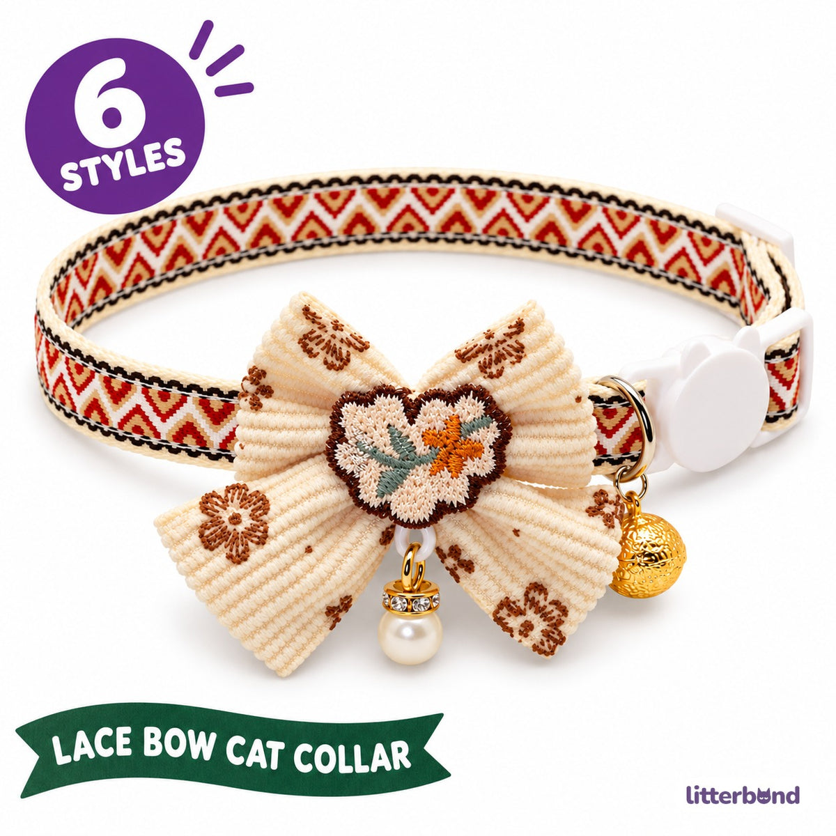 Decorative Lace Bow Bell Collar
