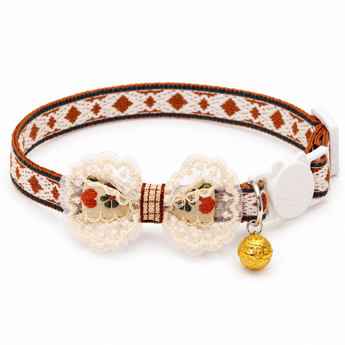 Decorative Lace Bow Bell Collar - Lace Layered Bow