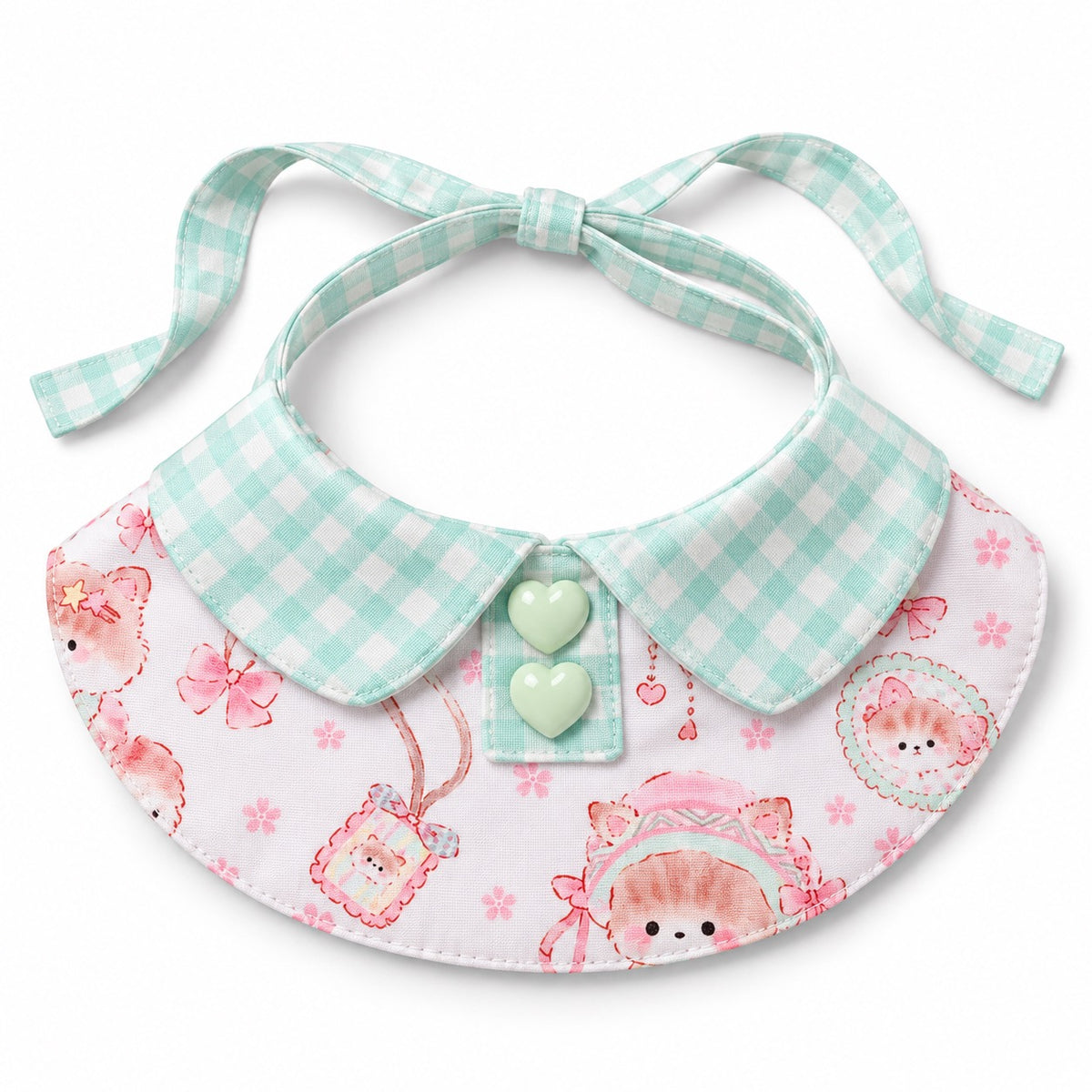 Pastel Gingham Photo Bib Collar - Mint Gingham