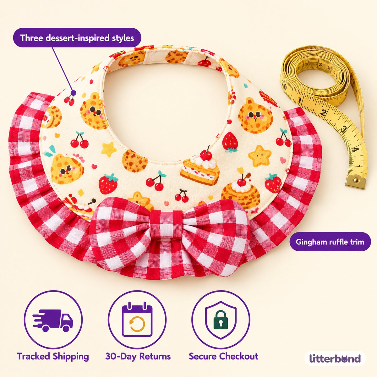 Dessert Bib & Scarf Photo Neckwear - size and details