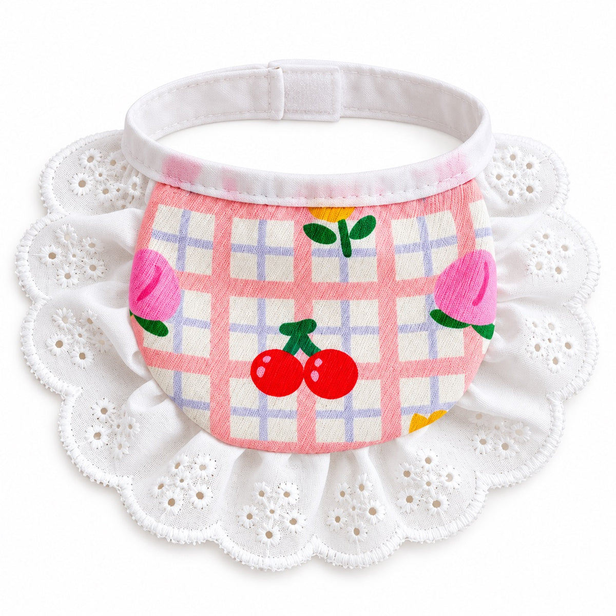 Printed Lace Bib Collar for Photos - Fruit Gingham