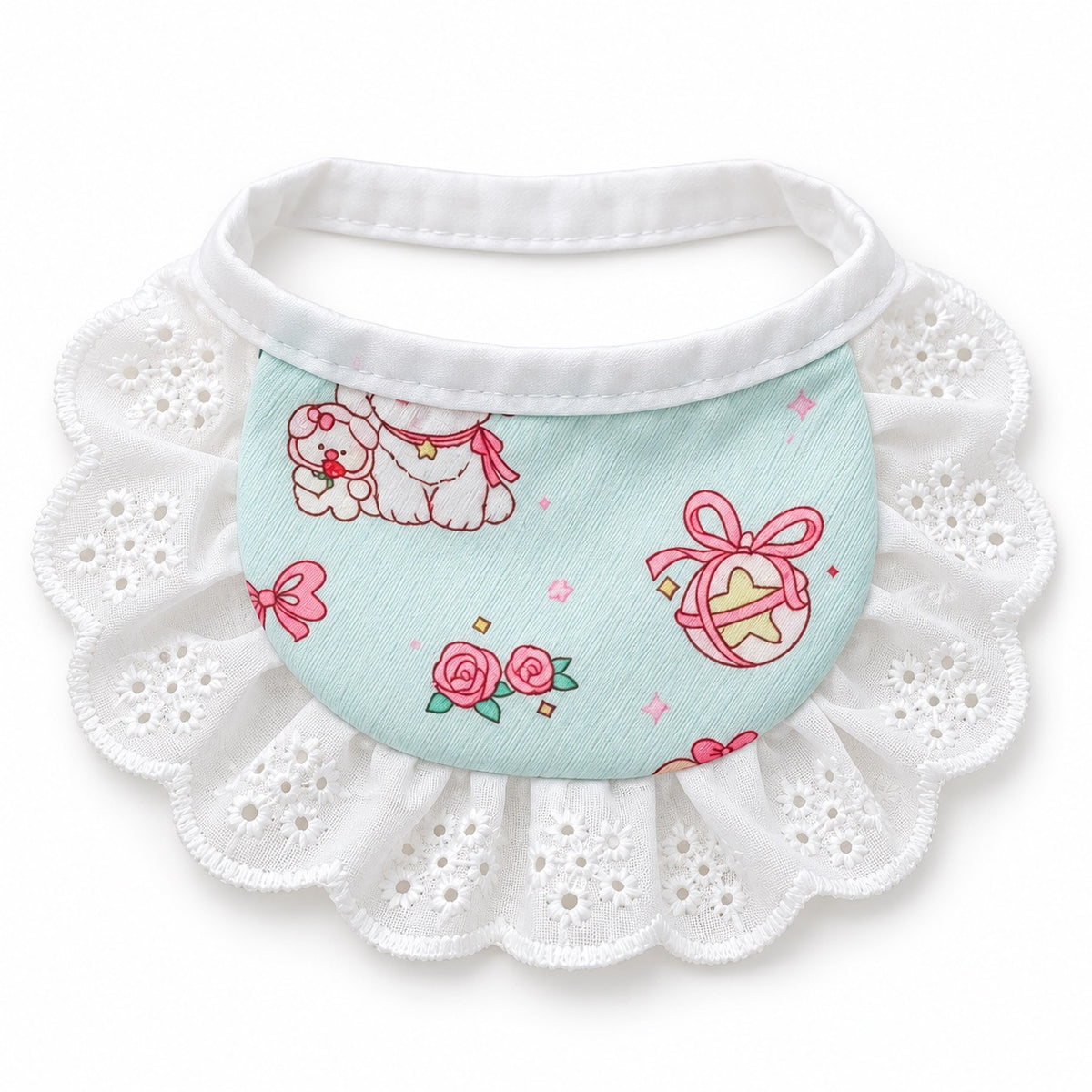 Printed Lace Bib Collar for Photos - Mint Cloud
