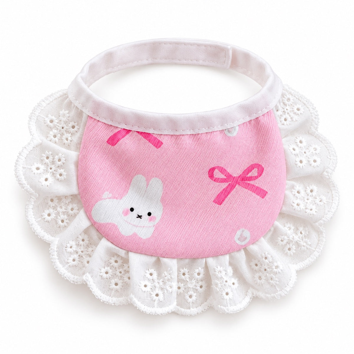 Printed Lace Bib Collar for Photos - Pink Bunny