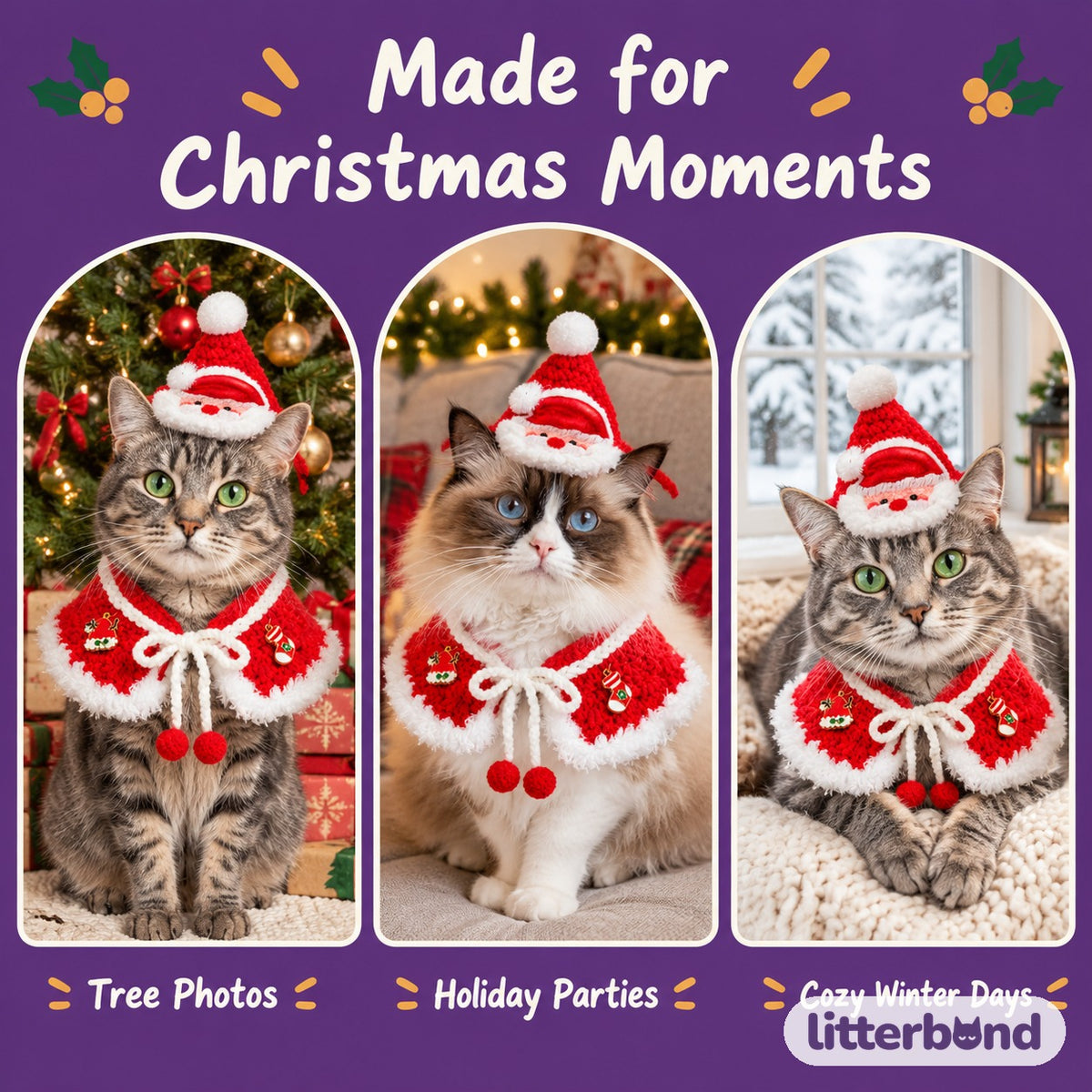 Crochet Christmas Capelet & Hat Set Christmas moments