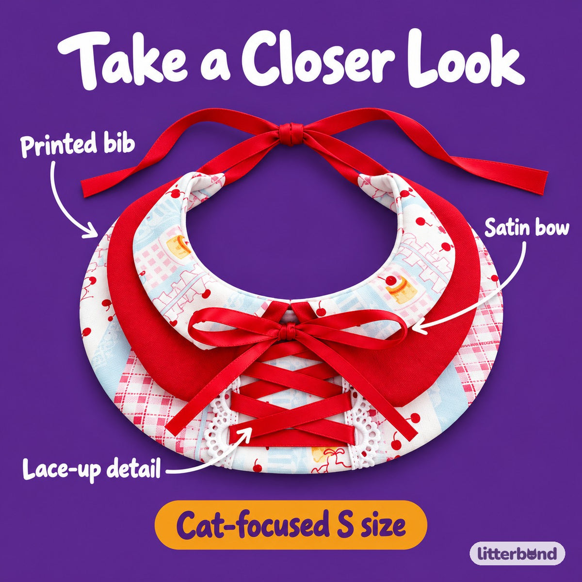 Printed Bow Bib Collars for Photos - close-up details