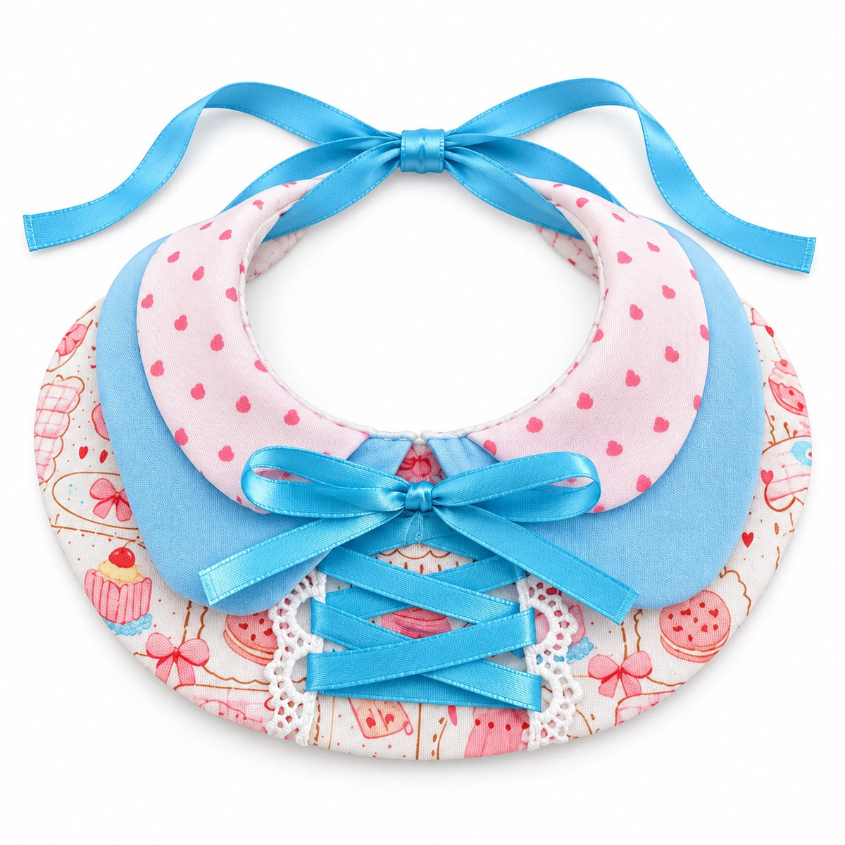 Printed Bow Bib Collars for Photos - Blue Bow