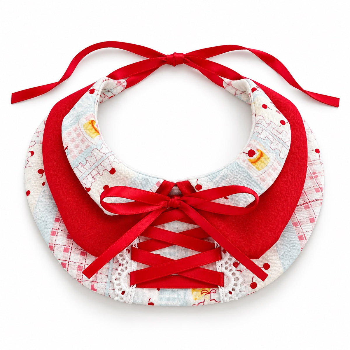 Printed Bow Bib Collars for Photos - Red Bow