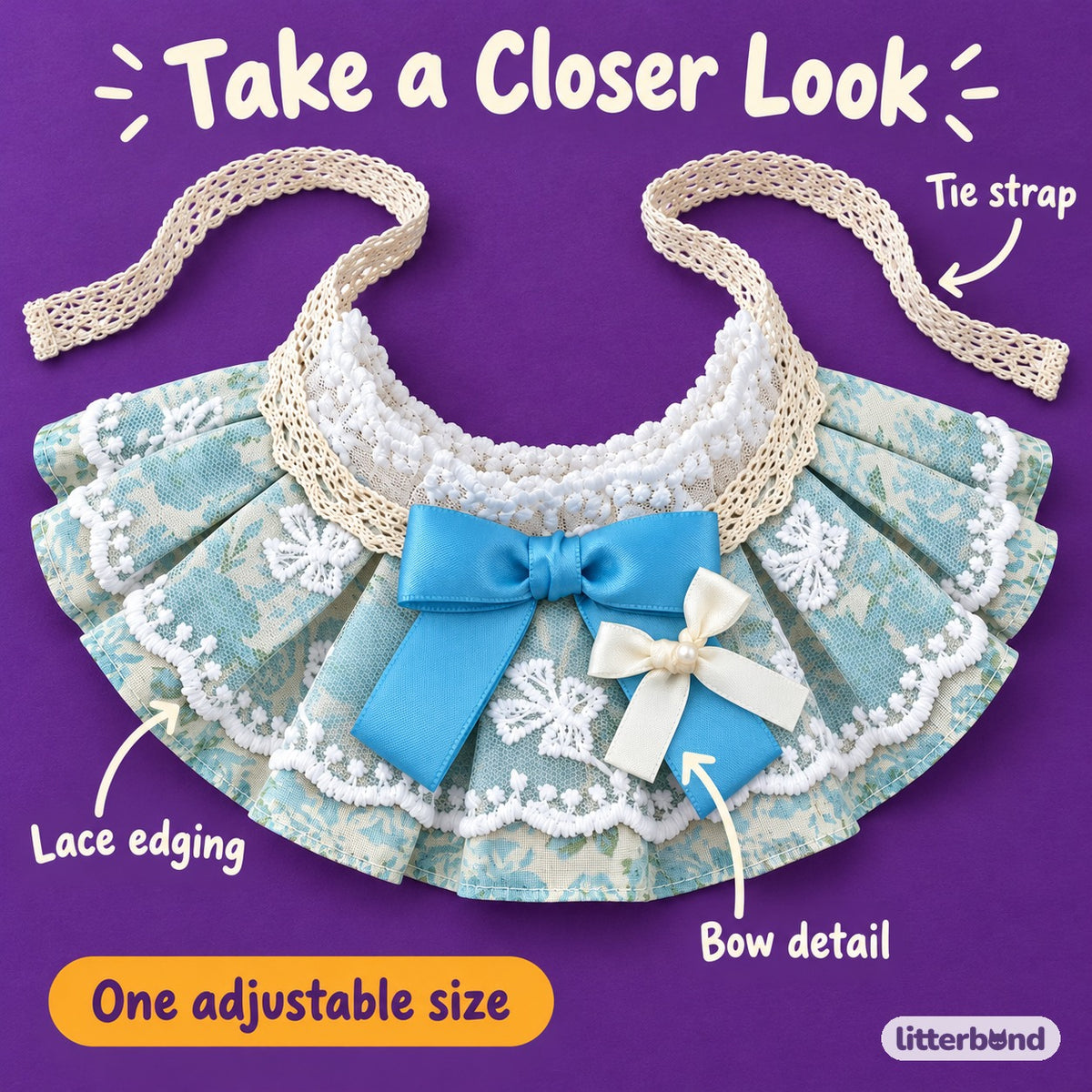 Pastel Floral Tie-On Photo Bib - close-up details