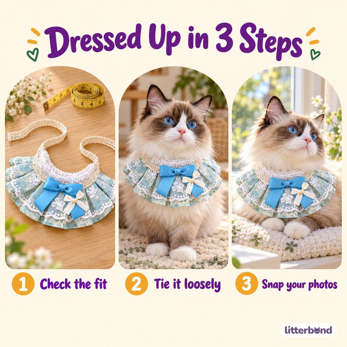 Pastel Floral Tie-On Photo Bib - how to put it on