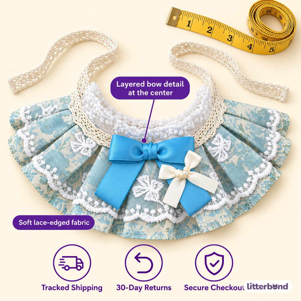 Pastel Floral Tie-On Photo Bib - size and details