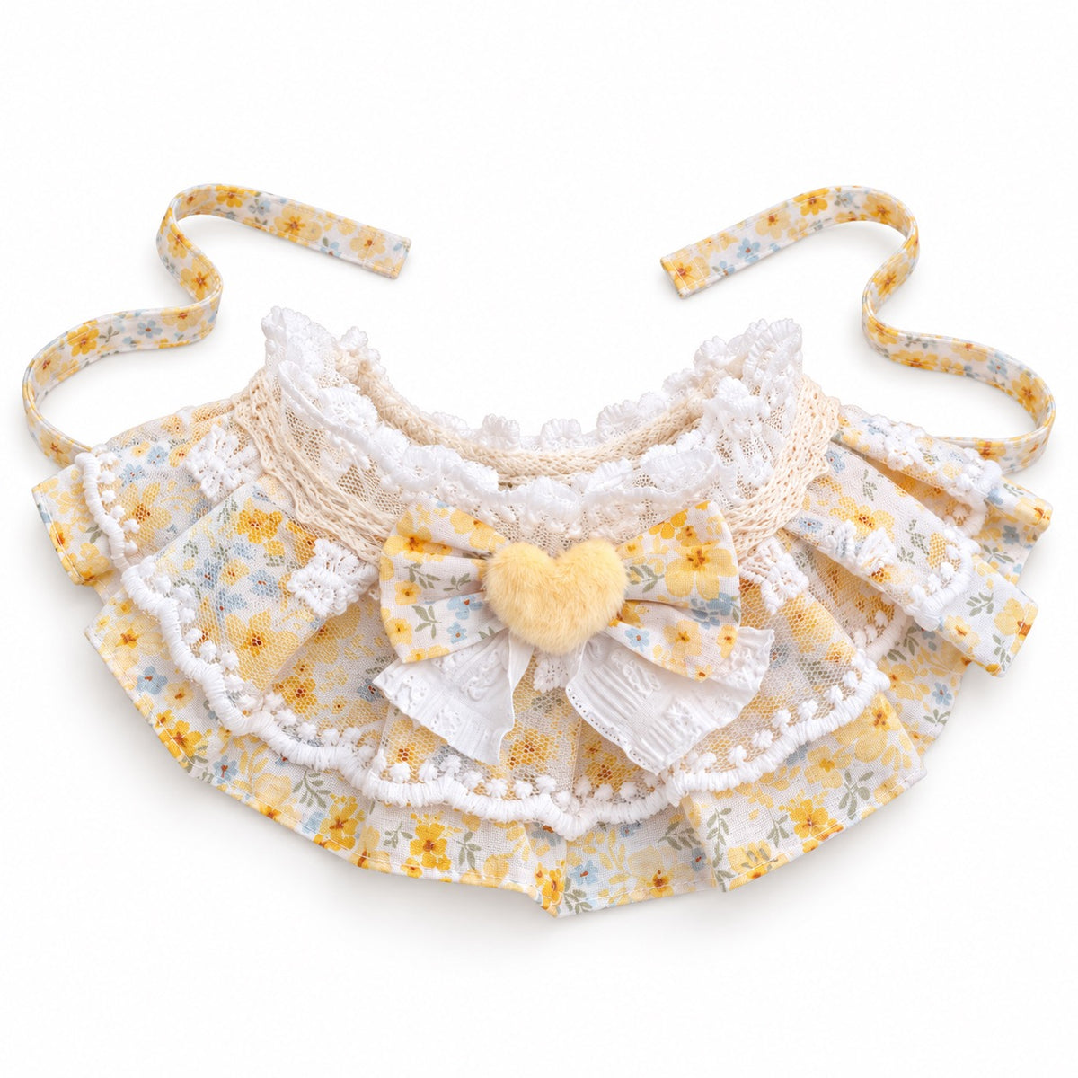 Pastel Floral Tie-On Photo Bib - Yellow Heart