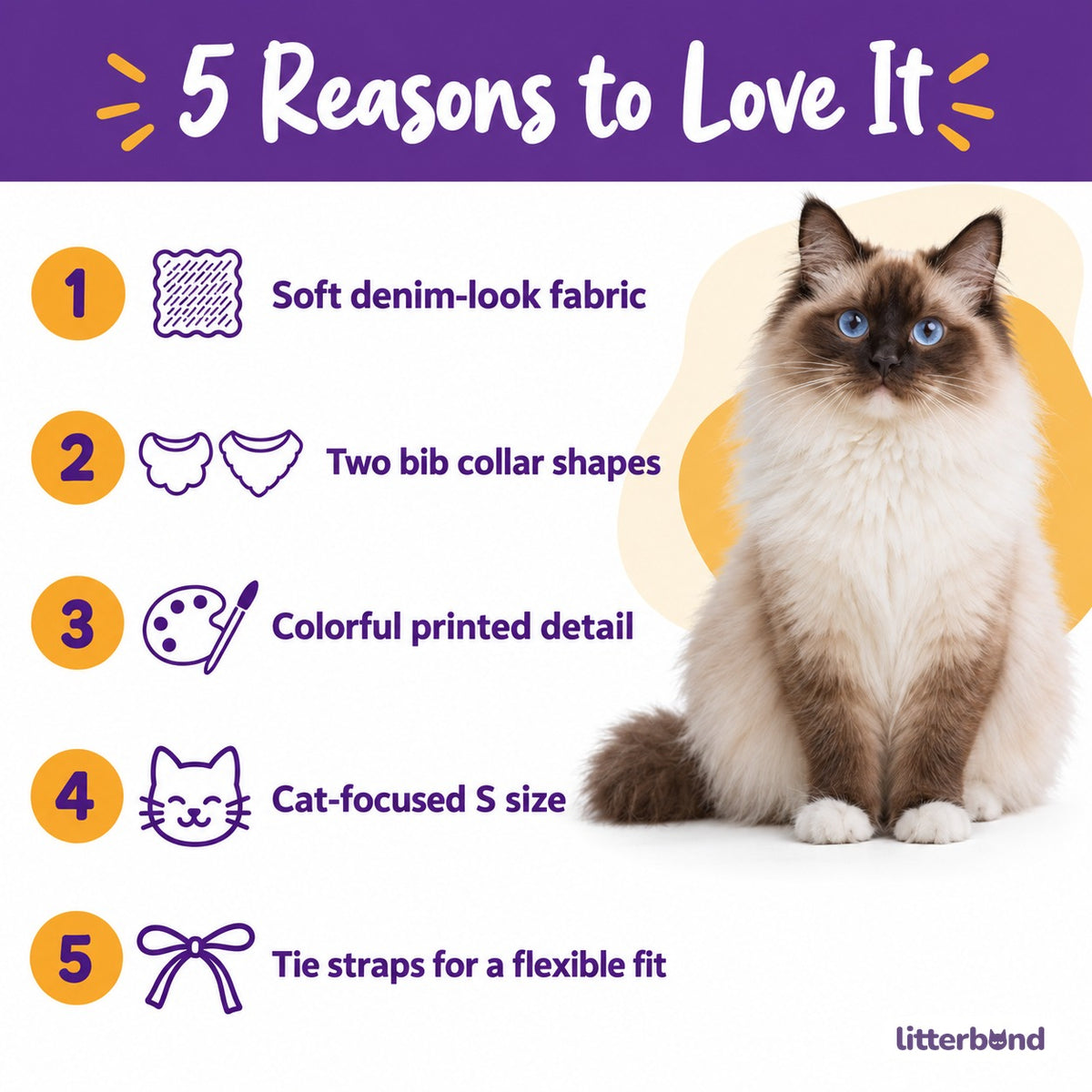 Denim-Print Bib Collars for Cat Photos - 5 reasons to love it