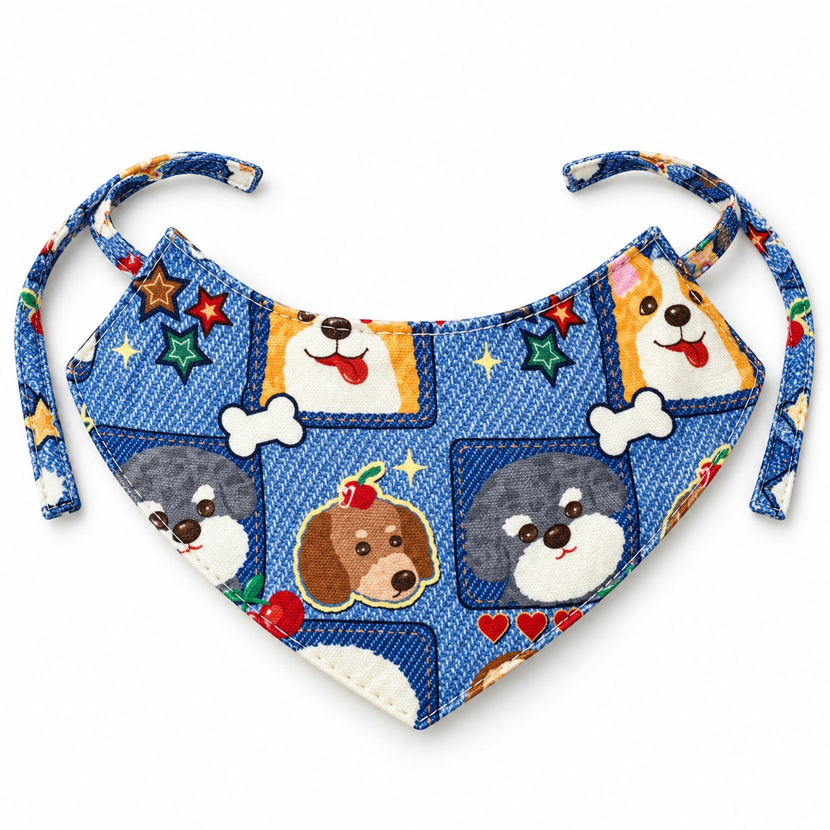 Denim-Print Bib Collars for Cat Photos - Denim Triangle Bib