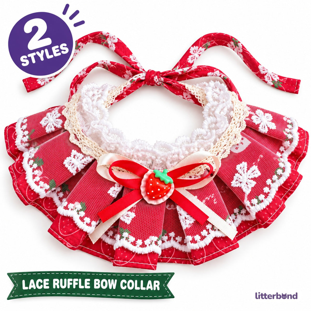 Lace Ruffle Bow Bib Collar for Cat Photos