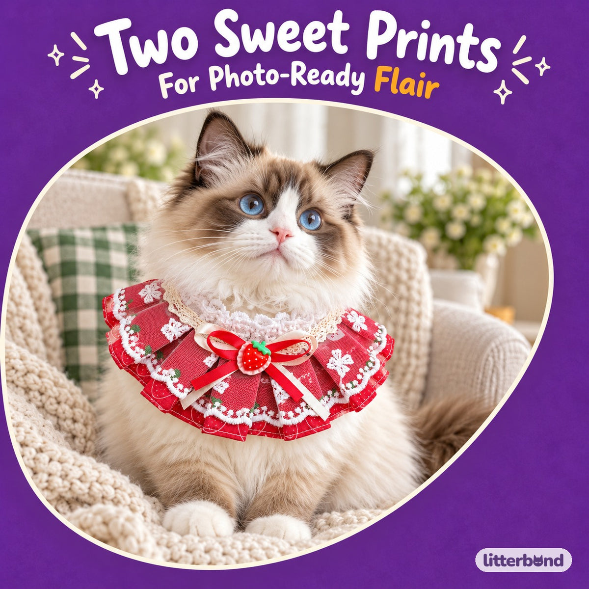 Lace Ruffle Bow Bib Collar for Cat Photos on a cat