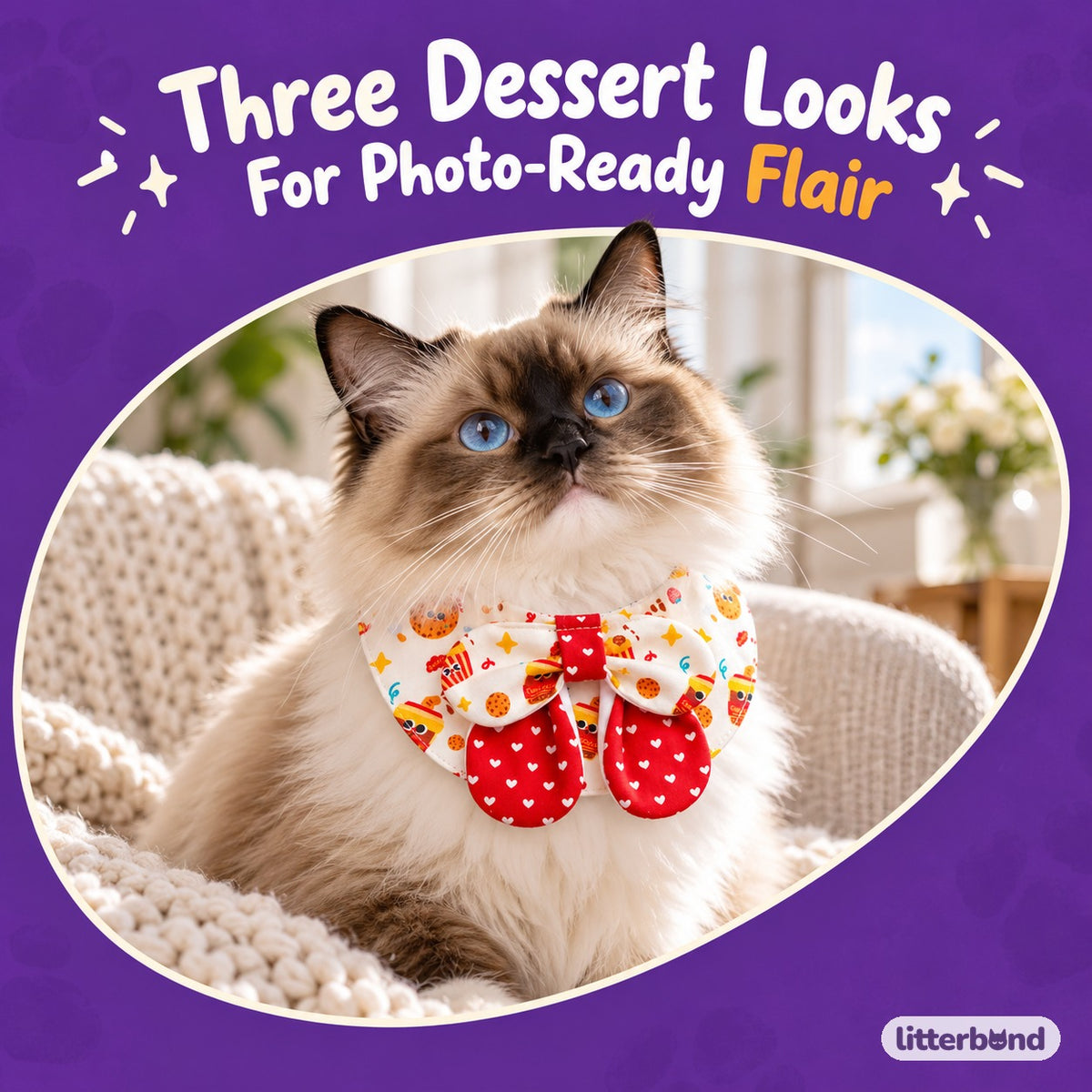 Red Gingham Dessert Bibs for Photos on a cat