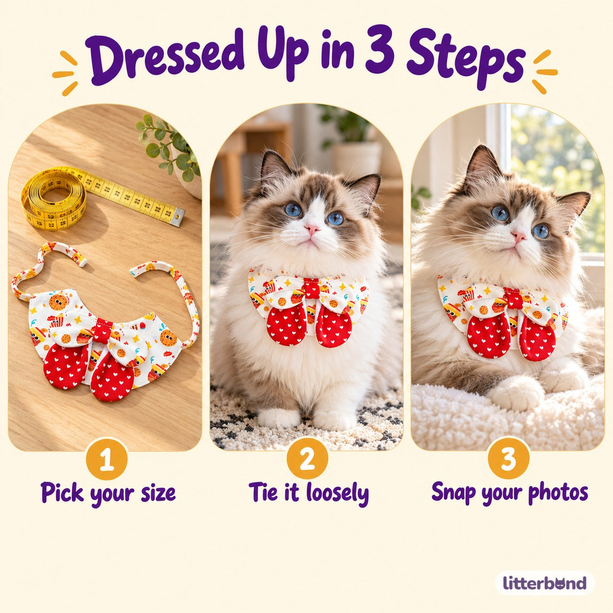 Red Gingham Dessert Bibs for Photos - how to put it on