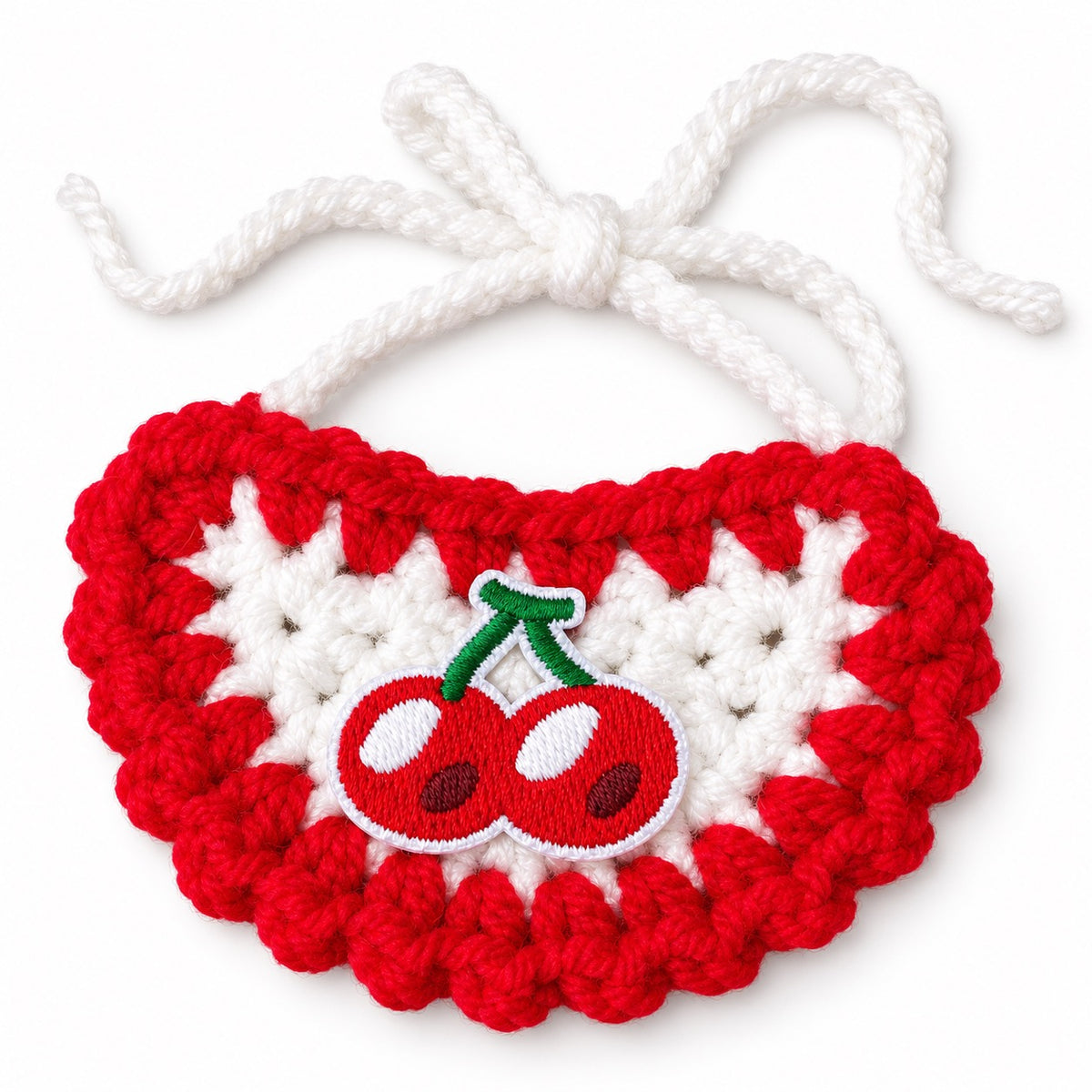 Crochet Fruit Bibs for Photos - Red Cherry