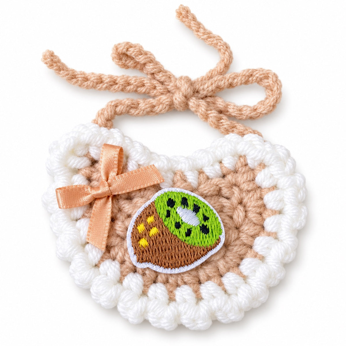 Crochet Fruit Bibs for Photos - Brown Kiwi