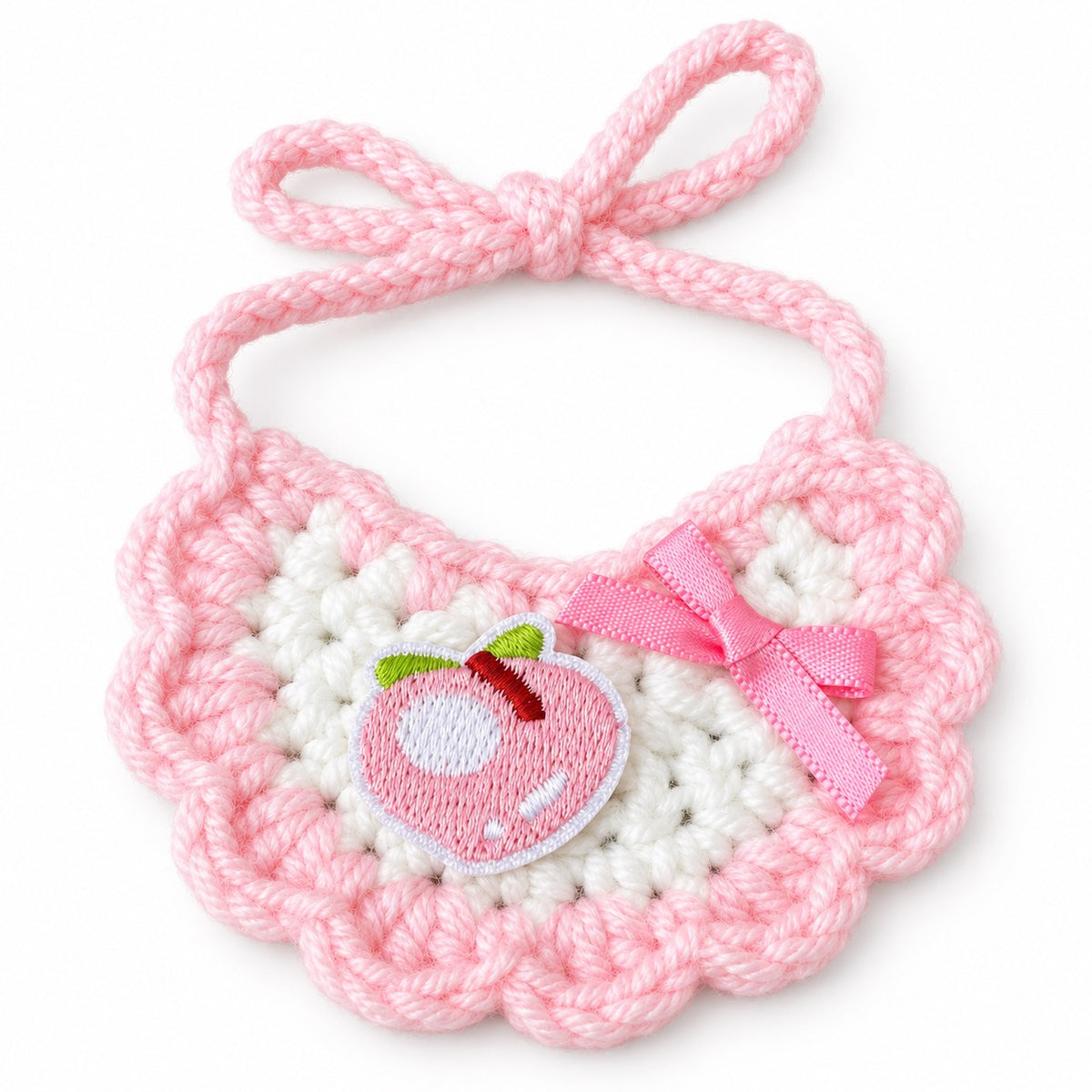 Crochet Fruit Bibs for Photos - Pink Peach