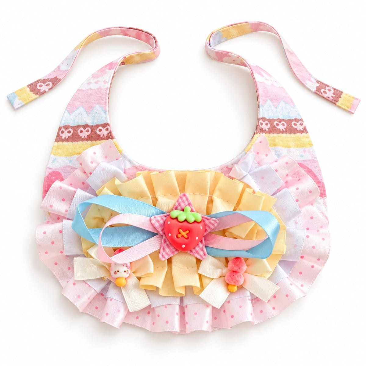 Jeweled Lace Strawberry Bib Collars - Yellow Strawberry Star