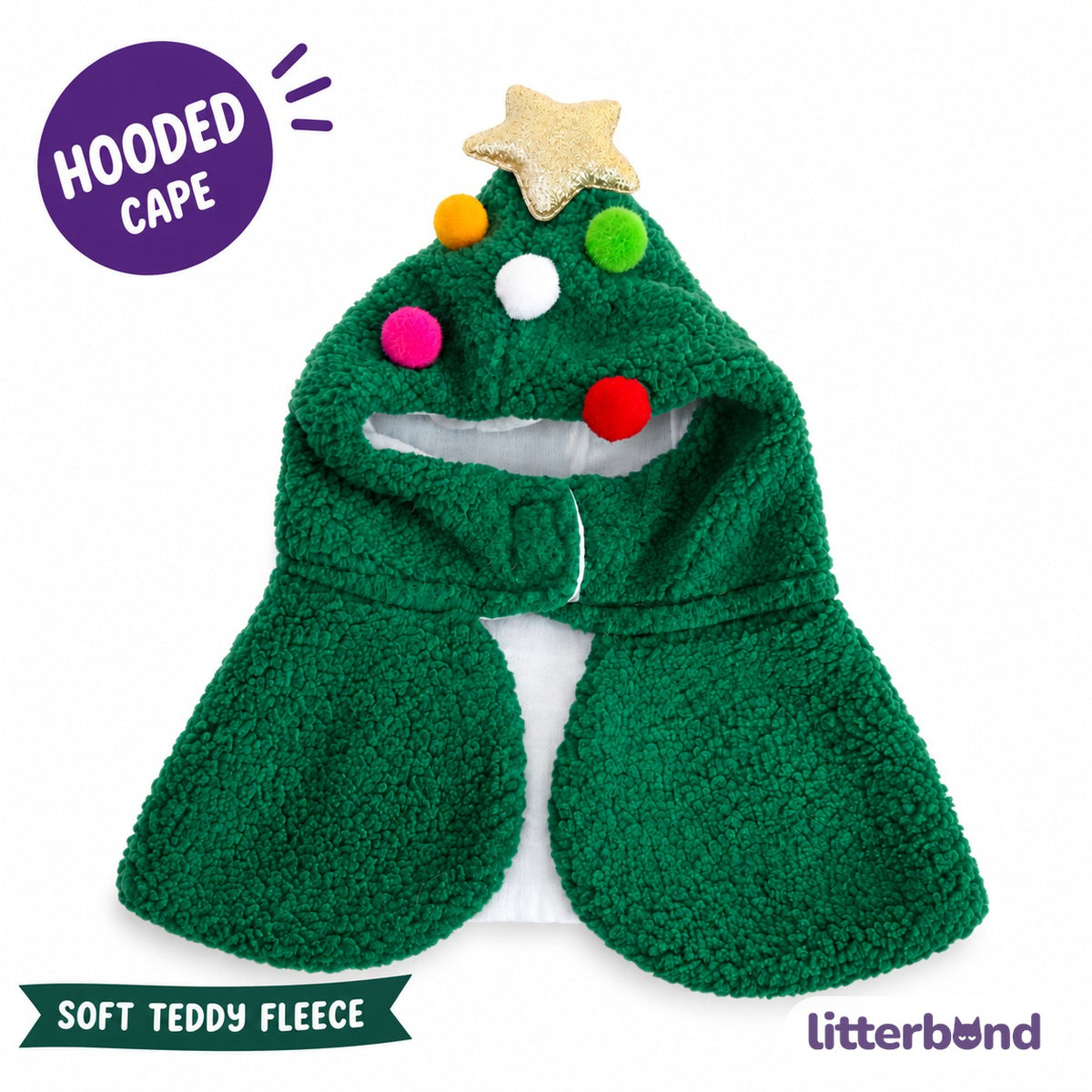 Christmas Hooded Fleece Cape