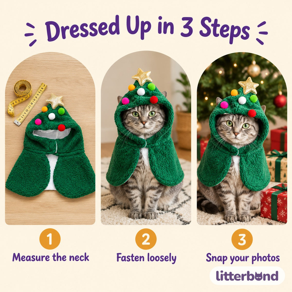 Christmas Hooded Fleece Cape how to put it on