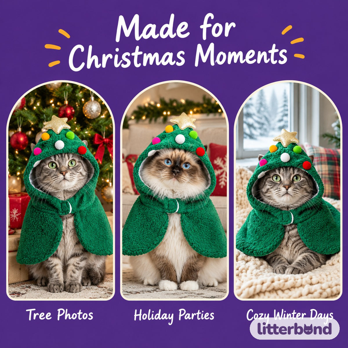 Christmas Hooded Fleece Cape Christmas moments