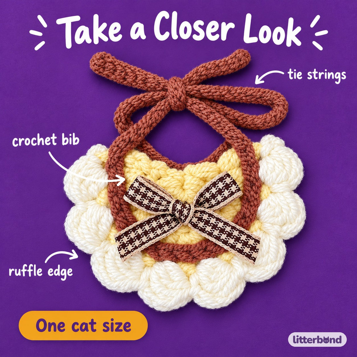 Scalloped Crochet Bib Collar - close-up details