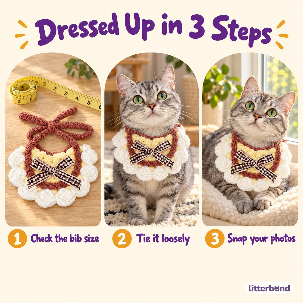 Scalloped Crochet Bib Collar - how to put it on