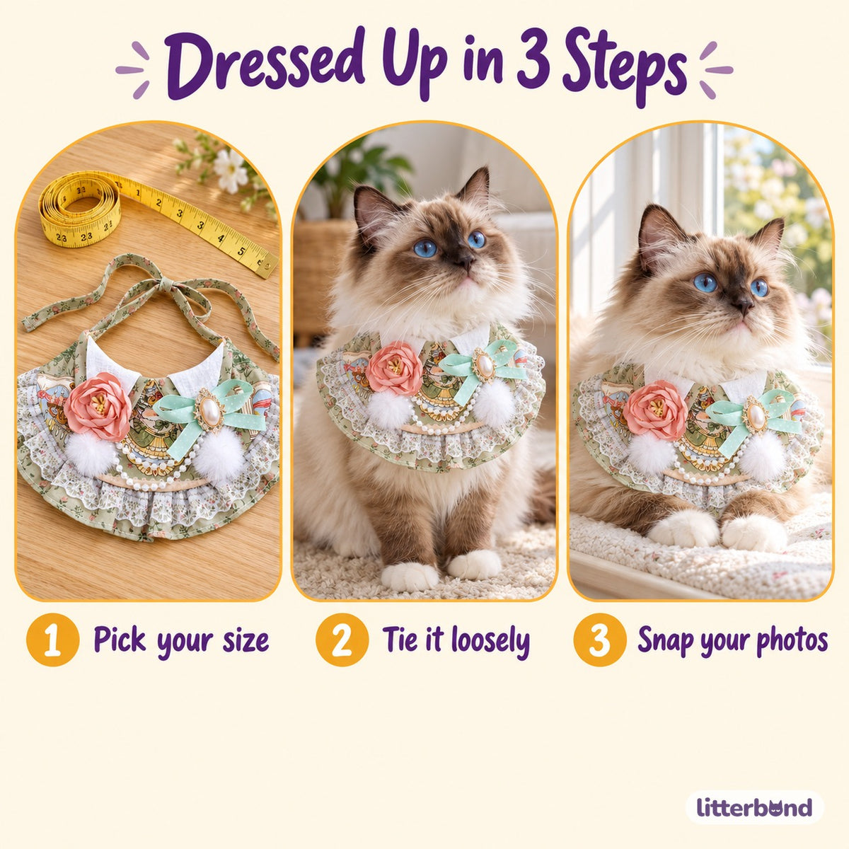 Sage Camellia Pearl Bib - how to put it on