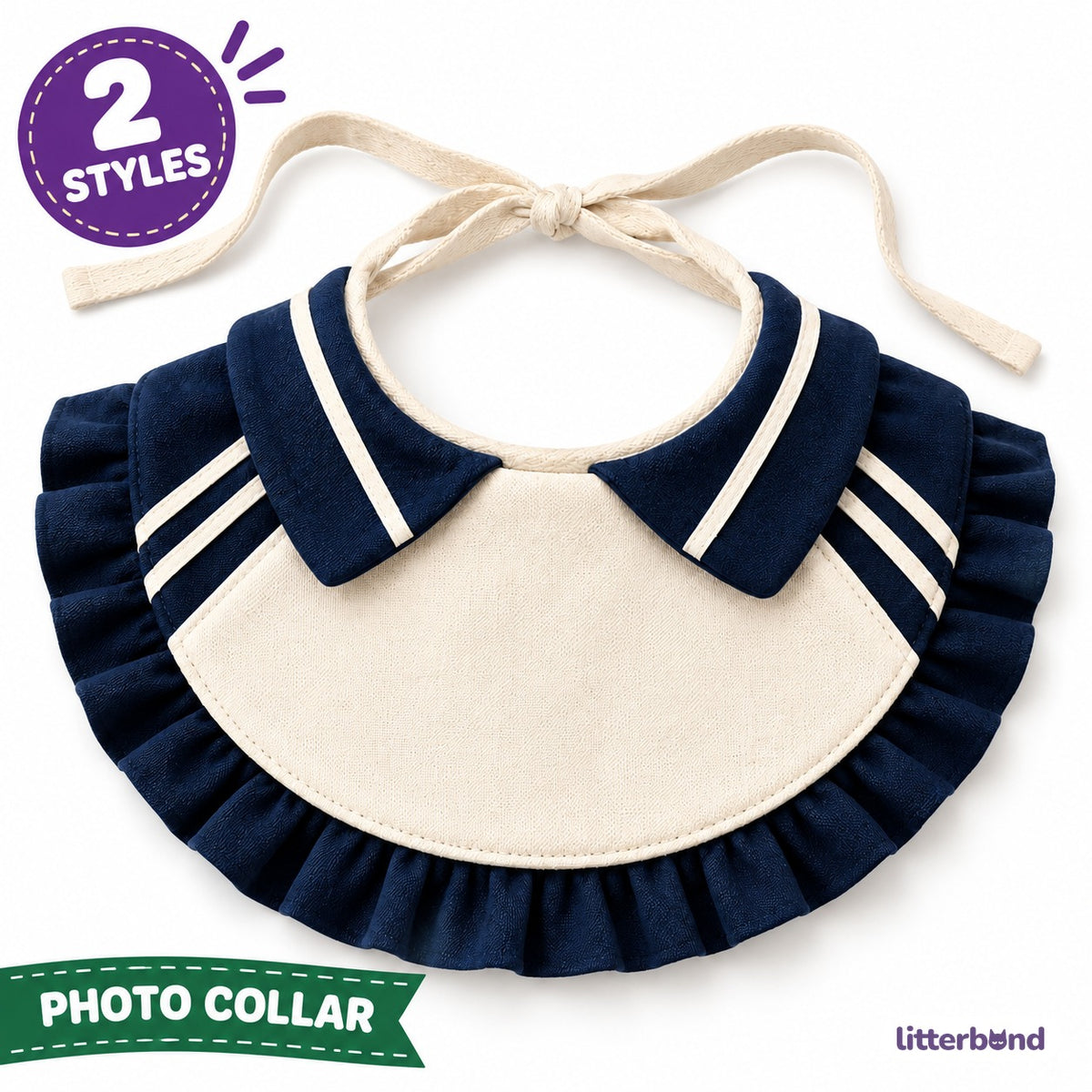 Navy Sailor Ruffle Bib