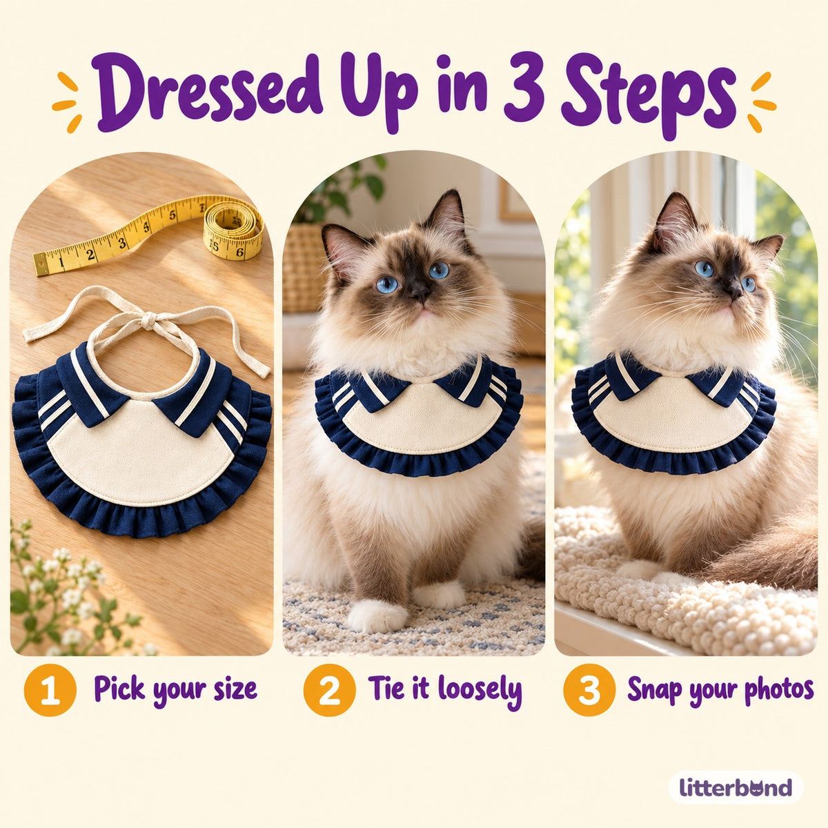 Navy Sailor Ruffle Bib - how to put it on