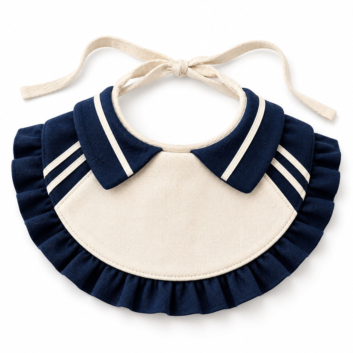 Navy Sailor Ruffle Bib - Navy Peter Pan Collar