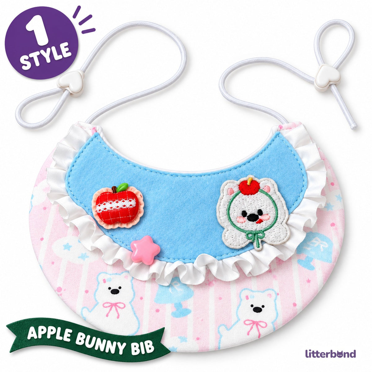 Blue Apple Bunny Bib for Photos