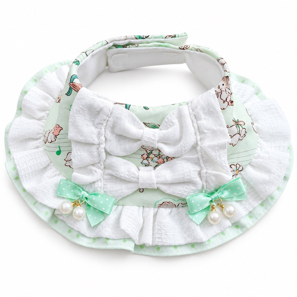 Pearl Bow Dessert Bibs - Green Bow Pearl