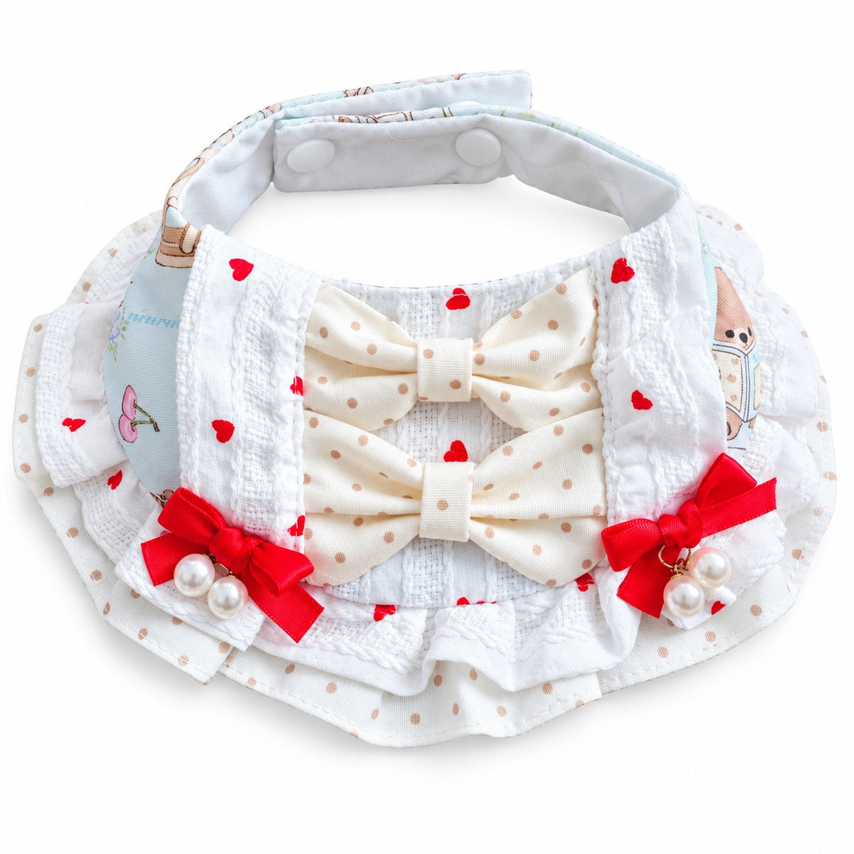 Pearl Bow Dessert Bibs - Red Bow Pearl