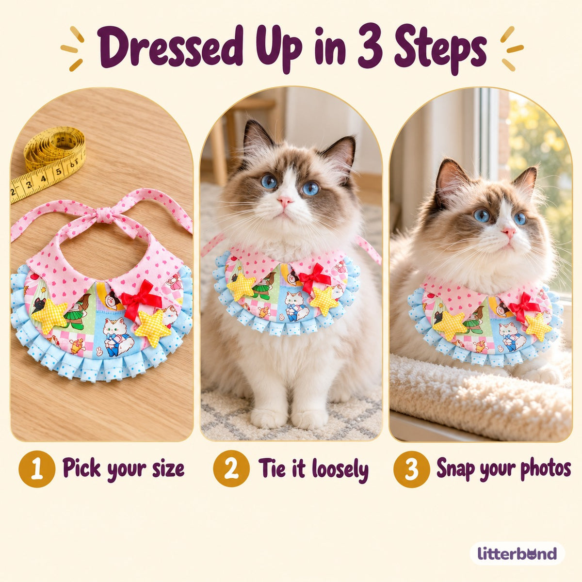 Pastel Star Ruffle Bib - how to put it on
