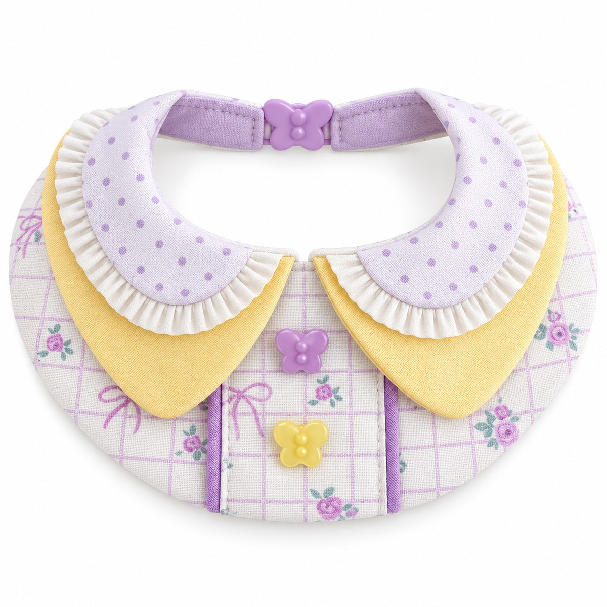 Lavender Bow Bib Collar for Photos - Lavender Yellow Butterfly
