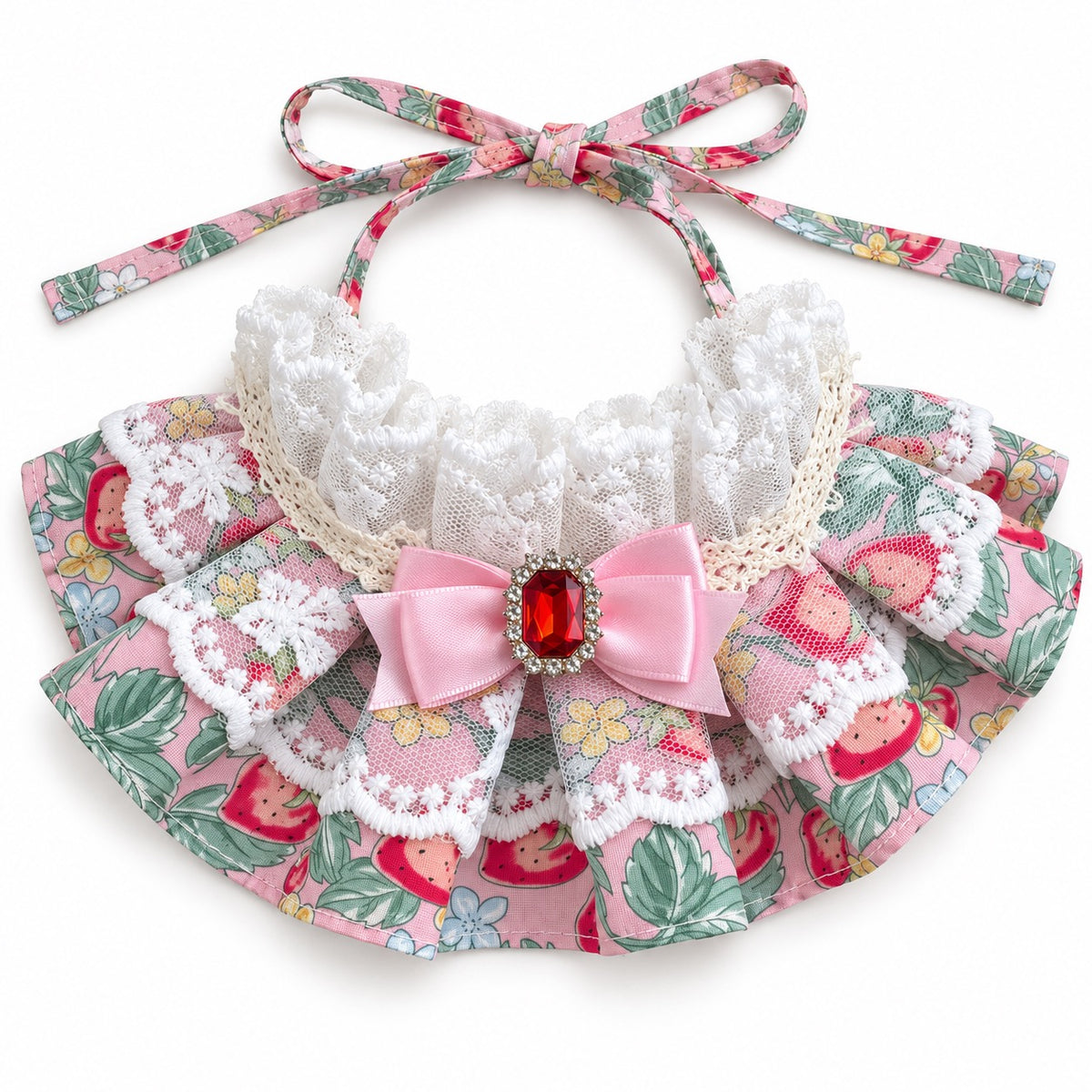 Floral Satin Bow Bib for Photos - Pink Floral