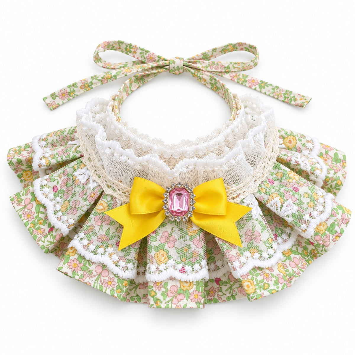 Floral Satin Bow Bib for Photos - Yellow Floral