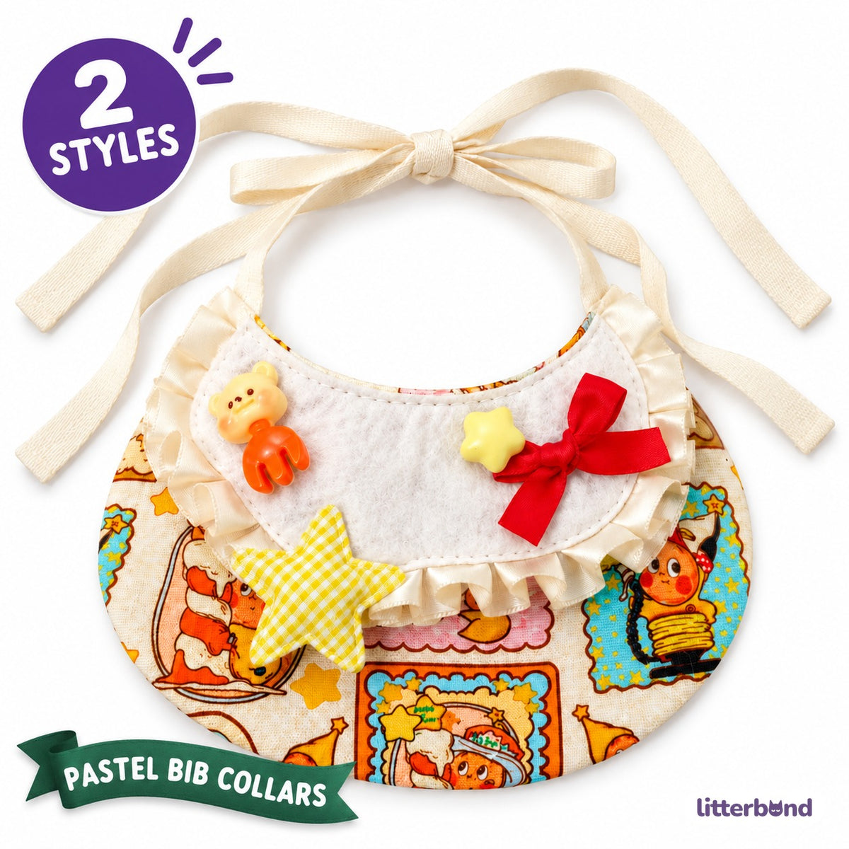 Star & Cherry Pastel Bib Collar