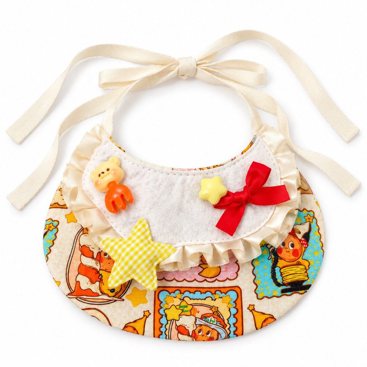 Star & Cherry Pastel Bib Collar - Yellow Star Bib