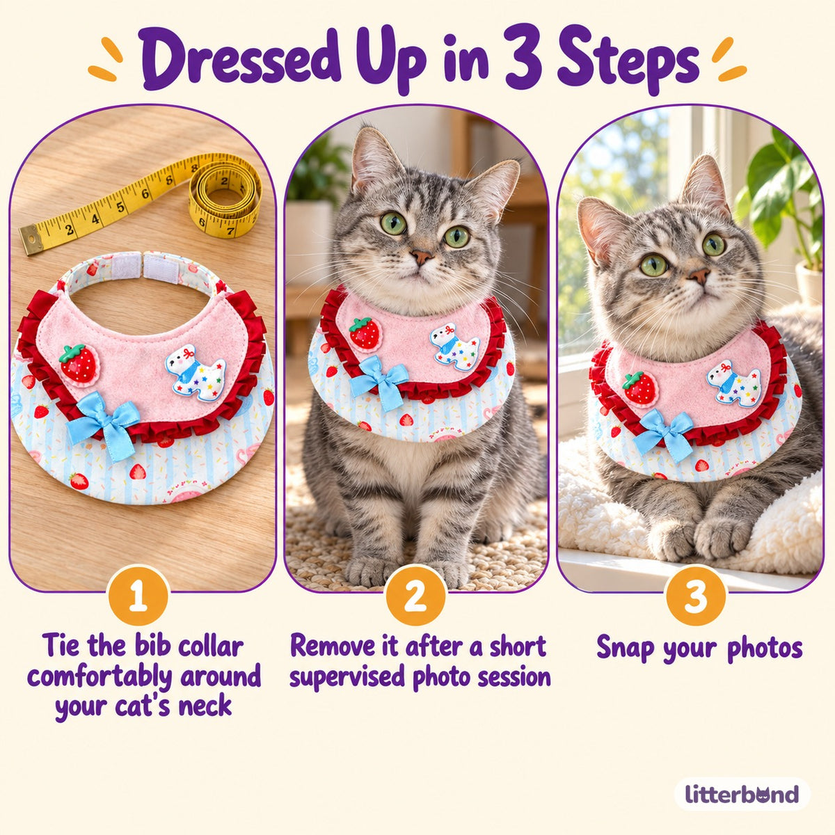 Printed Ruffle Photo Bib - how to put it on
