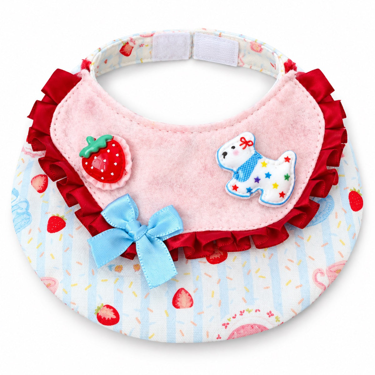 Printed Ruffle Photo Bib - Pink Strawberry