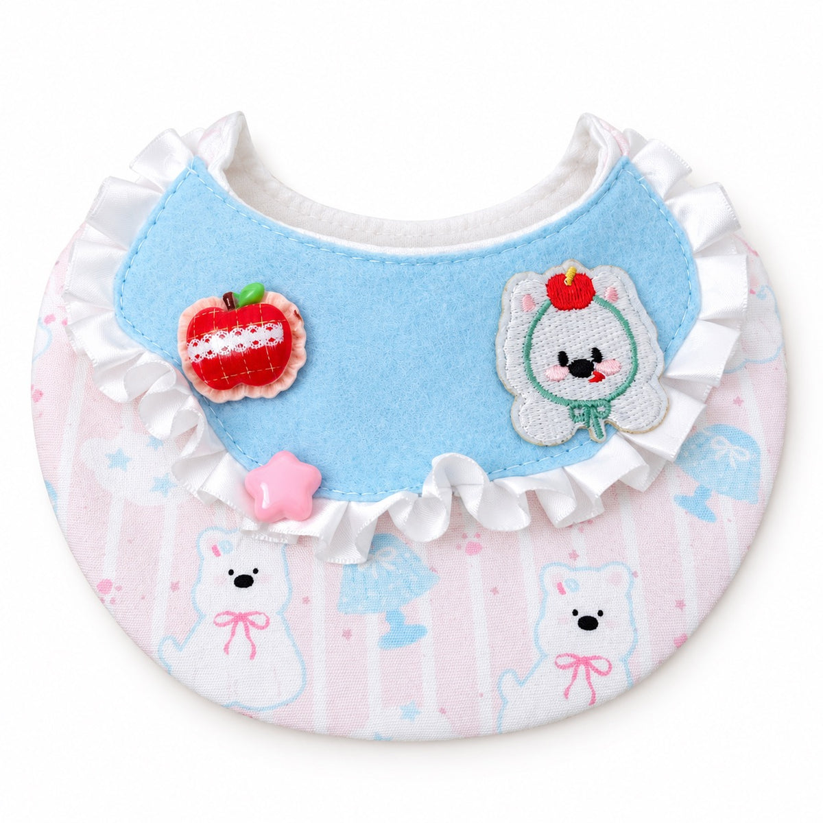 Printed Ruffle Photo Bib - Blue Apple